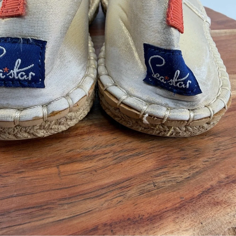 Sea Star Metallic Gold Slip-On Espadrille water shoes for Women. Size 6